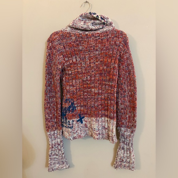 Desigual Chunky Multicolor Knit Y2K Style Turtleneck Long Sleeve Sweater Top - Picture 3 of 13